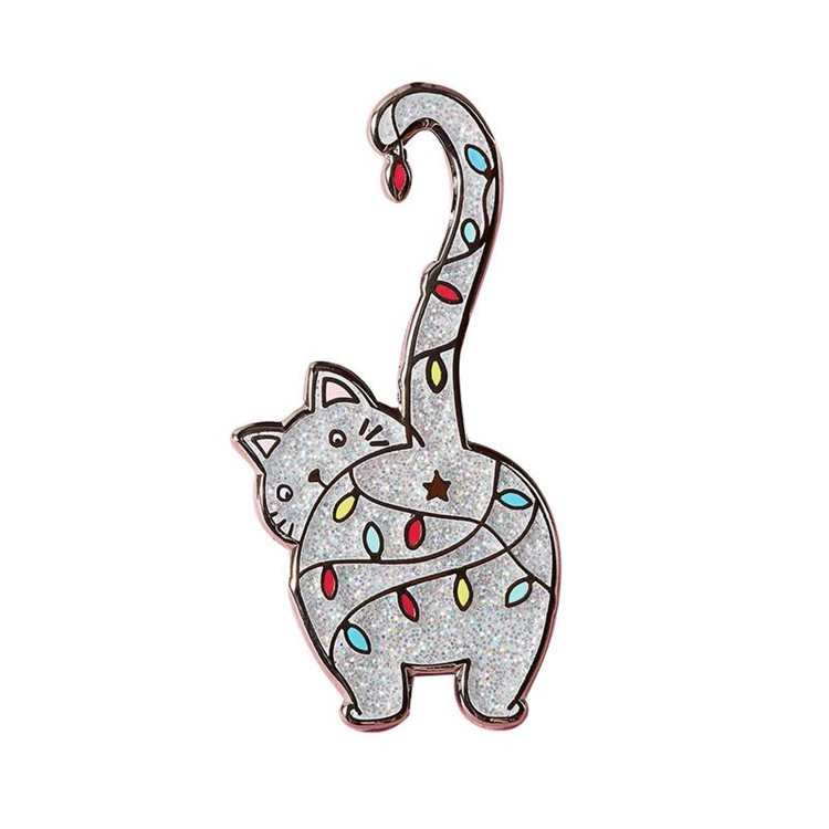Chinese factory Custom Cute Cat enamel pin with glitter