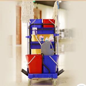 יד לדחוף מתקפל פלסטיק כלי שירות כביסה ניקיון מסעדת מלון חדר אשפה ניקוי עגלת שוער שירות עגלת - Product Image 4