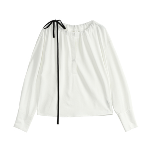 Camicia Casual a maniche lunghe <span class=keywords><strong>nera</strong></span> <span class=keywords><strong>camicetta</strong></span> estiva primavera O collo <span class=keywords><strong>camicetta</strong></span> <span class=keywords><strong>elegante</strong></span> da lavoro <span class=keywords><strong>camicetta</strong></span> da donna solida allentata femminile - Product Image 1
