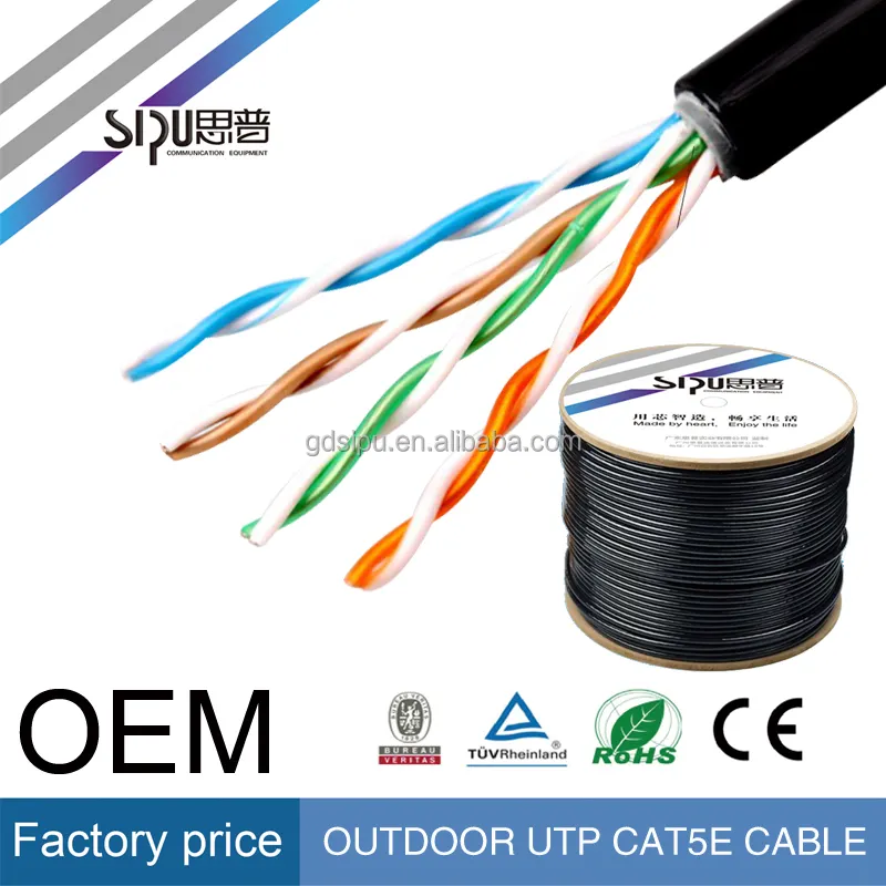 SIPU preço de fábrica 305 m CU 0.4 tipos de utp cat5e cabo de rede ao ar livre