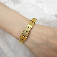 Bracelet de montre pour hommes et femmes, ajustable, en acier inoxydable doré, vente en gros, DIY,