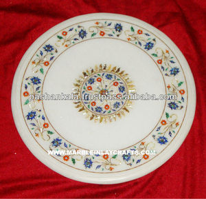 Forme ronde Marqueterie Marbre Fleur Inlay Table Top - Product Image 1