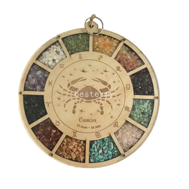 Grosir Kerajinan Kayu Permata Kristal Horoskop untuk Kotak Penyimpanan Disk Dekorasi