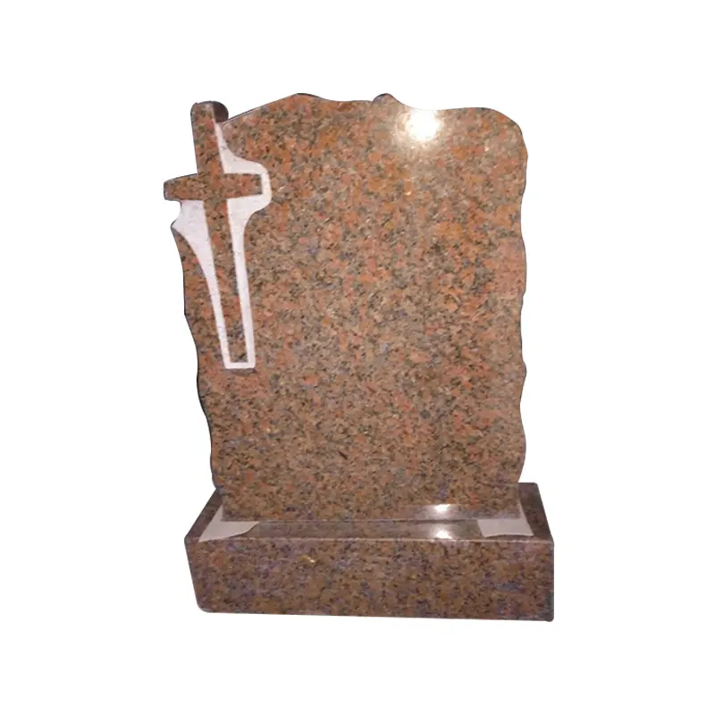 Piedra para tallado cruzado de granito, piedra de Obelisco, precio barato, diseño de Tombstones de granito