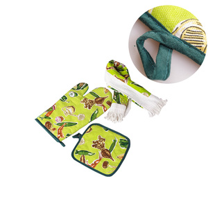 Drôle coton tissu impression cuisine ensemble de four mitaines et <span class=keywords><strong>manique</strong></span> et serviette - Product Image 1