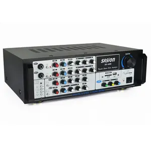 Amplifier Mixer Elektrik 3-CH 150 Watt, Amplifier Audio Karaoke Digital Stereo Profesional dengan USB/FM/BT/SD