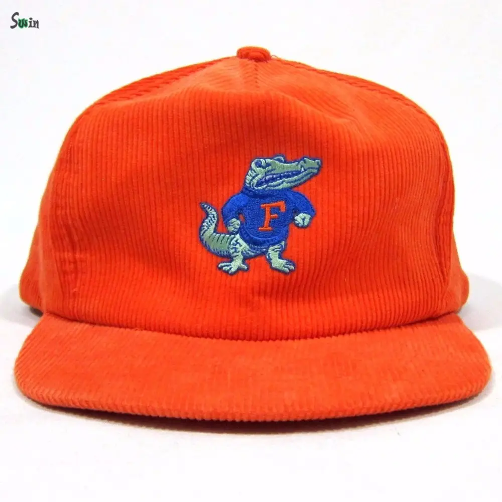หมวก Snapback ผ้าลูกฟูก5แผง,หมวกสำหรับวินเทจสีส้มขนาดเดียว