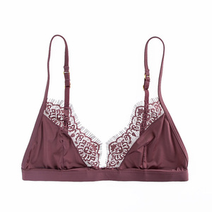 Shanhao女性用ホットセクシーアイスシルクブラボーダーレース付きローライズバックレスビキニトップをウエストにロゴ入り - Product Image 1