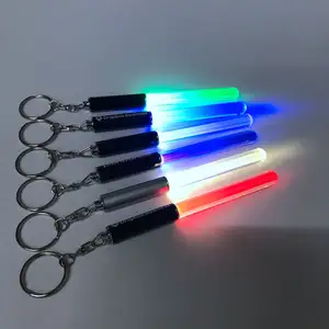 Customized Logo Acrylic LED Lightsaber Keychain Colorful LED Flashing Light Stick Keychain for Promotional Gifts