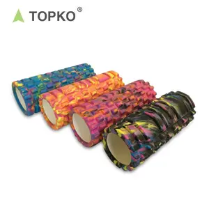 TOPKO Personalised Fitness Yoga Deep Tissue Back Muscle Release Camo Custom Color Low Density Massage Hollow Yoga Foam Rollers