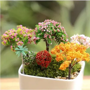 Micro Tree Miniatures Fairy Garden Landscape Potted Lawn Mini Artificial Lamb Cherry Trees Willows Figures Crafts DIY Decoration