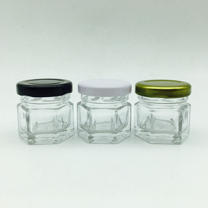<span class=keywords><strong>Petit</strong></span> bocal hexagonal en verre avec couvercle doré, 30ml, 1oz - Product Image 5