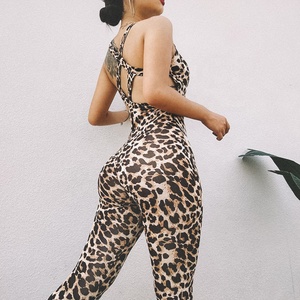 One Piece New Design <span class=keywords><strong>X</strong></span> Cruz Leopardo Print Mulher Yoga <span class=keywords><strong>Set</strong></span> Roupas - Product Image 3