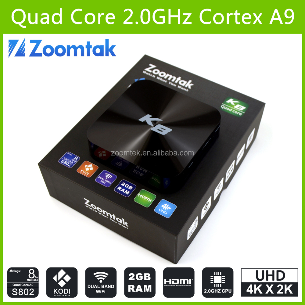 Amlogic S802 Quad Core KODI 15.1 smart tv caja android con 2 G RAM 8 G Flash