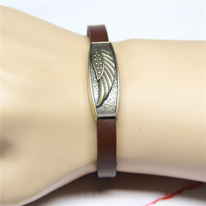 Bracciale in lega di moda bracciale chiusura magnetica vera pelle angelo ala GL010 - Product Image 3