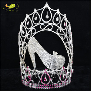 ऊँची एड़ी के जूते शैली मुकुट तमाशा स्फटिक क्राउन क्रिस्टल Tiaras - Product Image 3