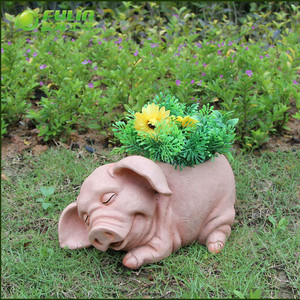 नई गार्डन राल सुअर डिजाइन देहाती फूल के बर्तन और प्लांटर्स खड़ा - Product Image 4