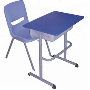 Monoplaza de plástico de silla y escritorio adjunta estable muebles de la escuela Aula estudiante de 2 piezas conjunto de escritorio