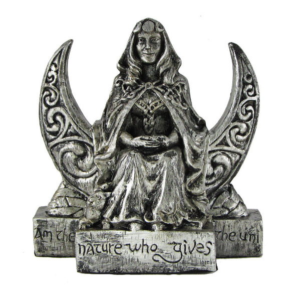 Personnalisé Argent Finition Wicca sculpture Wiccan figurine Païen Petite Lune Déesse Statue