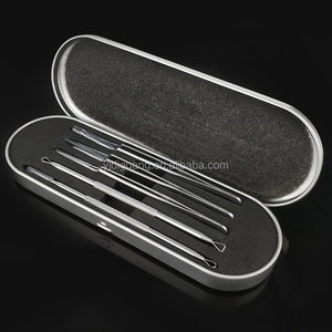 Bán hàng nóng 5 cái thép không gỉ mụn đầu đen comedone mụn extractor mặt mụn điều trị Tool Kit trong hộp kim loại - Product Image 2