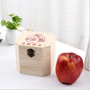 定制 Logo 抛光实木圣诞干果苹果礼品盒艺术，工艺品, 假日礼品和家庭存储