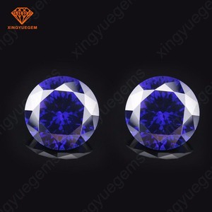 Pierre synthétique en corindon de 8mm, <span class=keywords><strong>saphir</strong></span> bleu, pierre précieuse en vrac, corindon synthétique de forme ronde - Product Image 5