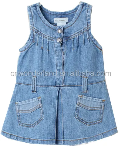 baby dress sleeveless light weight denim Jeans Skirts for Children denim dress for baby