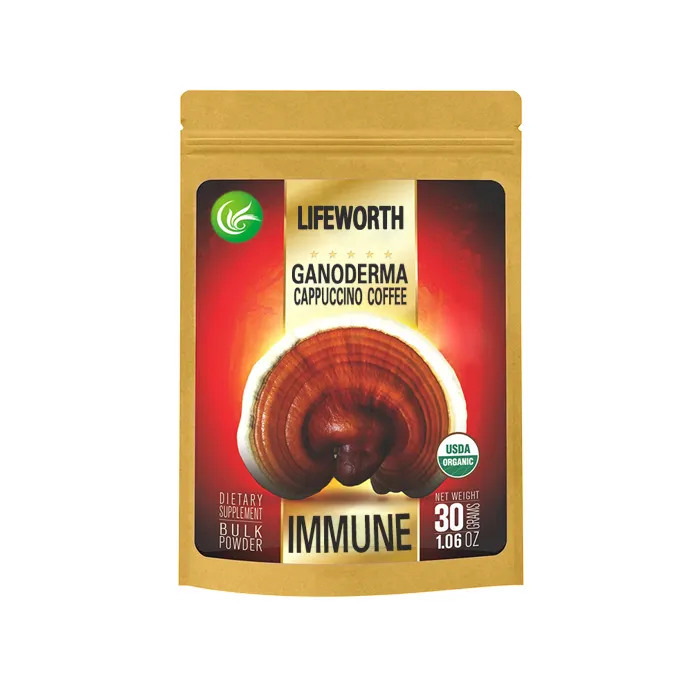 Lifeworth ganoderma lucidum bitkisel anında cappuccino kahve