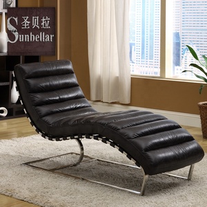 Op Maat Gemaakte Antieke Bruine Vintage Lederen Chaise Lounge Stoelen Indoor Chaise Salle Manger Armless Ligbed Slaapkamer Woonkamer