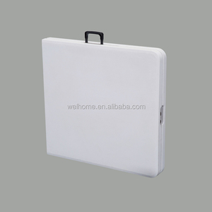 Heavy Duty Ultra Blow Molded Modern Plastic <strong>Folding</strong> Square <strong>Table</strong> Lightweight Metal <strong>Legs</strong> No Assembly Required Banquet <strong>Table</strong> - Product Image 6