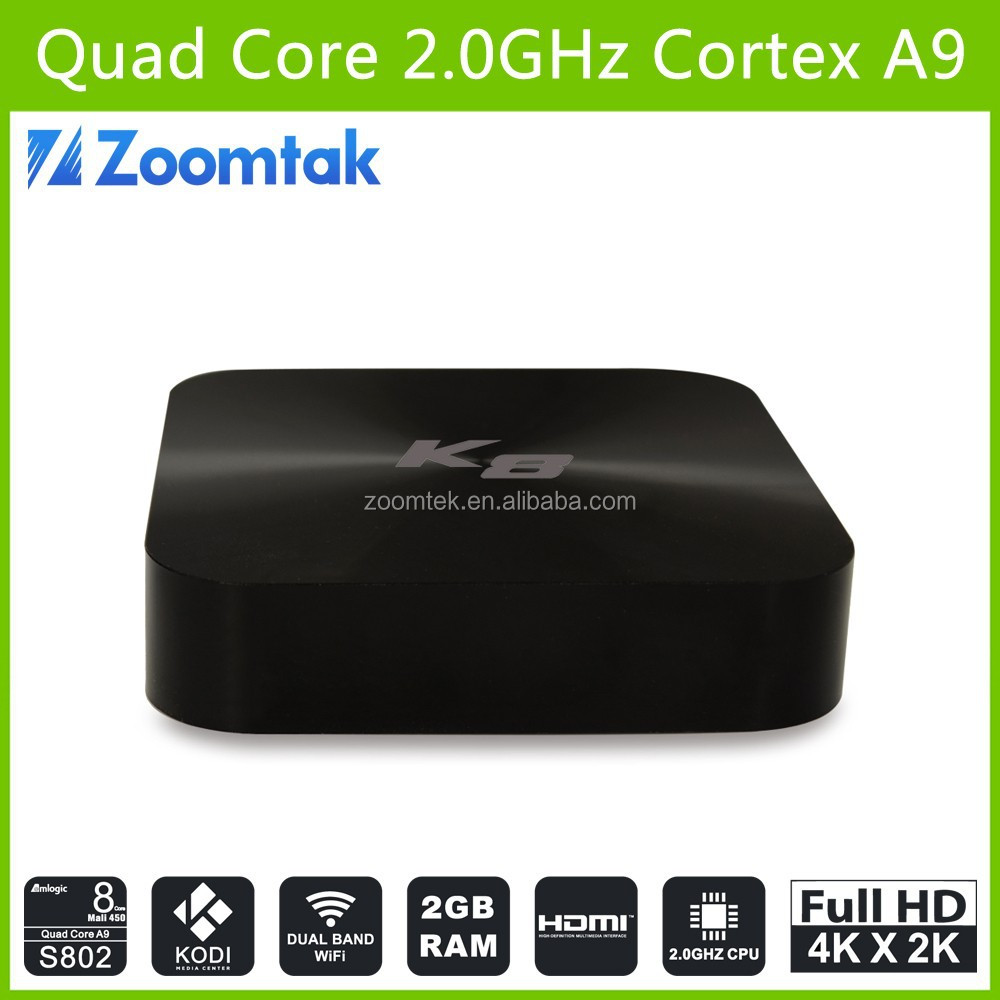 Zoomtak K8 Amlogic S802 8-core GPU malí 450 kodi 14.2 preinstalado kodi android tv box
