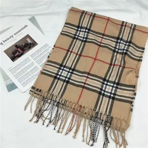 Cosum venta al por mayor barato grueso escocés Plaid acrílico señora bufanda chal invierno manta Cachemira bufanda - Product Image 3