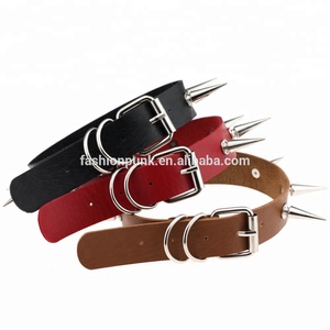 كول الشرير القوطي ترصيع المسامير المسامير مخروط بو الجلود إمرأة رجل قلادة قلادة قلادة - Product Image 3
