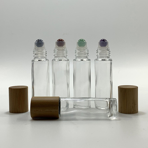 Hengjian 10ml gemma rullo bottiglia di vetro cosmetico con gemma rotolo sulla testa con tappo di bambù per olio essenziale e profumo - Product Image 1