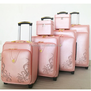 Màu Trắng Mỹ Phẩm Trường Hợp Bánh Xe 6 Cái Set Valise Pu Da Spinner Bánh Xe Da Bộ Vali - Product Image 6