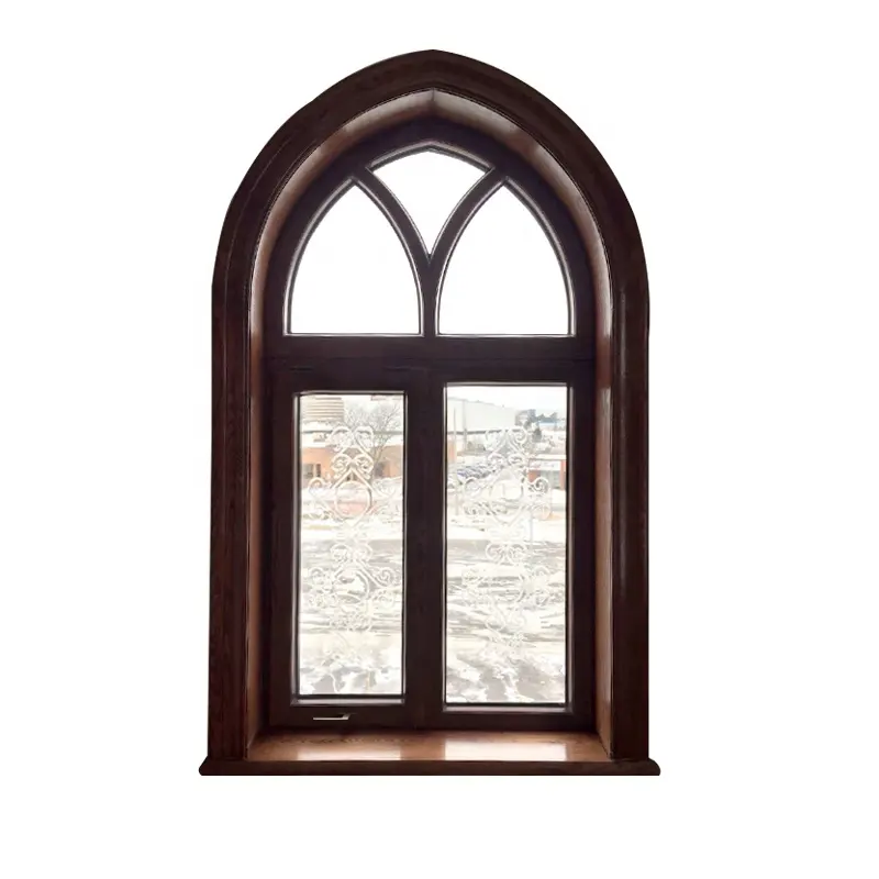 Doorwin नई डिजाइन फैक्टरी प्रत्यक्ष बिक्री लकड़ी खिड़की डिजाइन धनुषाकार विंडोज अंधा में निर्माण के साथ ठोस लकड़ी हाउस windows