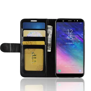 Business Stil Karte Slot Brieftasche Flip Abdeckung Fall Für Samsung Galaxy J6 2018