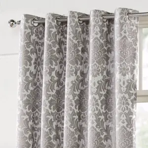 2017 Luxurious heavy woven damask eyelet curtains elegant lined curtain