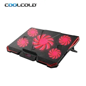 Coolcold 5 팬 게임 노트북 냉각 스탠드 17.3 인치 노트북 쿨러 태블릿 PC