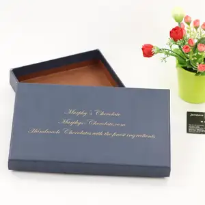 Luxury Custom Glossy Dark Blue Surface Cardboard Rigid Paper Chocolate and Candy Lid and Base Gift Box