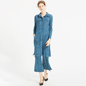 Cappotto Demin pieghettato sottile a maniche lunghe borsa Opp moda donna di alta qualità 100% poliestere Plus Size <span class=keywords><strong>abbigliamento</strong></span> donna modello di stampa - Product Image 2