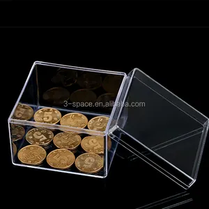 Недорогой прозрачный пластиковый футляр для хранения монет квадратной формы, пластиковый футляр для ювелирных изделий