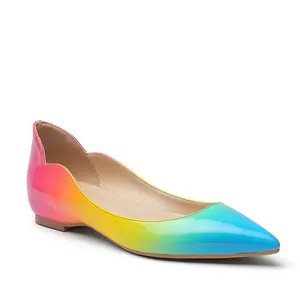 WETKISS 2019 Plus ขนาด 45 Rainbow ผสมสีแบนรองเท้าส้นสุภาพสตรีแบนรองเท้า Pointed Toe Flats รองเท้าสำหรับสุภาพสตรี