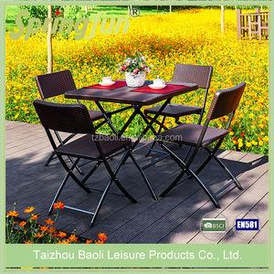 सबसे अच्छा बेच एचडीपीई प्लास्टिक विकर डिजाइन बिस्टरो मेज सेट लाउंज आँगन मेज सेट गार्डन टेबल्स सेट - Product Image 5