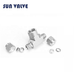 Swagelok סוג כפול טבעת חזוק דחיסה צינור הולם נשי סניף טי 1/2 ''NPT נקבה x 1/4'' צינור OD - Product Image 5