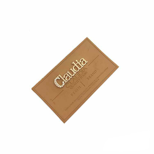 Cá nhân Nâu PU logo thương hiệu da tùy chỉnh nhãn vá thẻ với kim loại cho quần áo - Product Image 2
