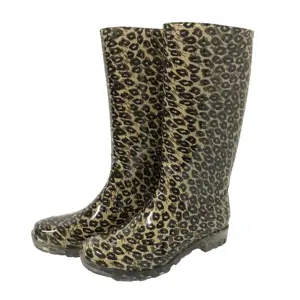 Leoparden muster Mode Frauen Knie PVC Regens tiefel