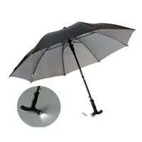 cost effective black walking stick umbrella with flashlight led umbrella