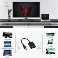 Convertisseur USB 1080 vers HDMI Portable, câble HD 3.0 P, adaptateur Audio-vidéo, haute vitesse, 5 Gbps, pour Windows 7/8/10 PC