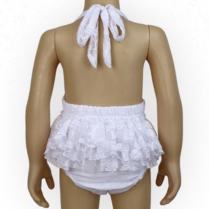 nuevo diseño Boutique niños verano sin mangas Halter atado Color sólido encaje <span class=keywords><strong>blanco</strong></span> chica Flor del mameluco <span class=keywords><strong>mono</strong></span> del bebé - Product Image 5